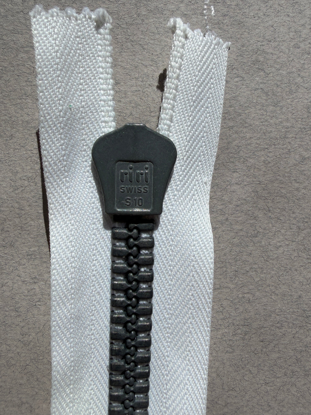 Back view of Riri open end metal white gunmetal zip SP Haberdashery Auckland NZ