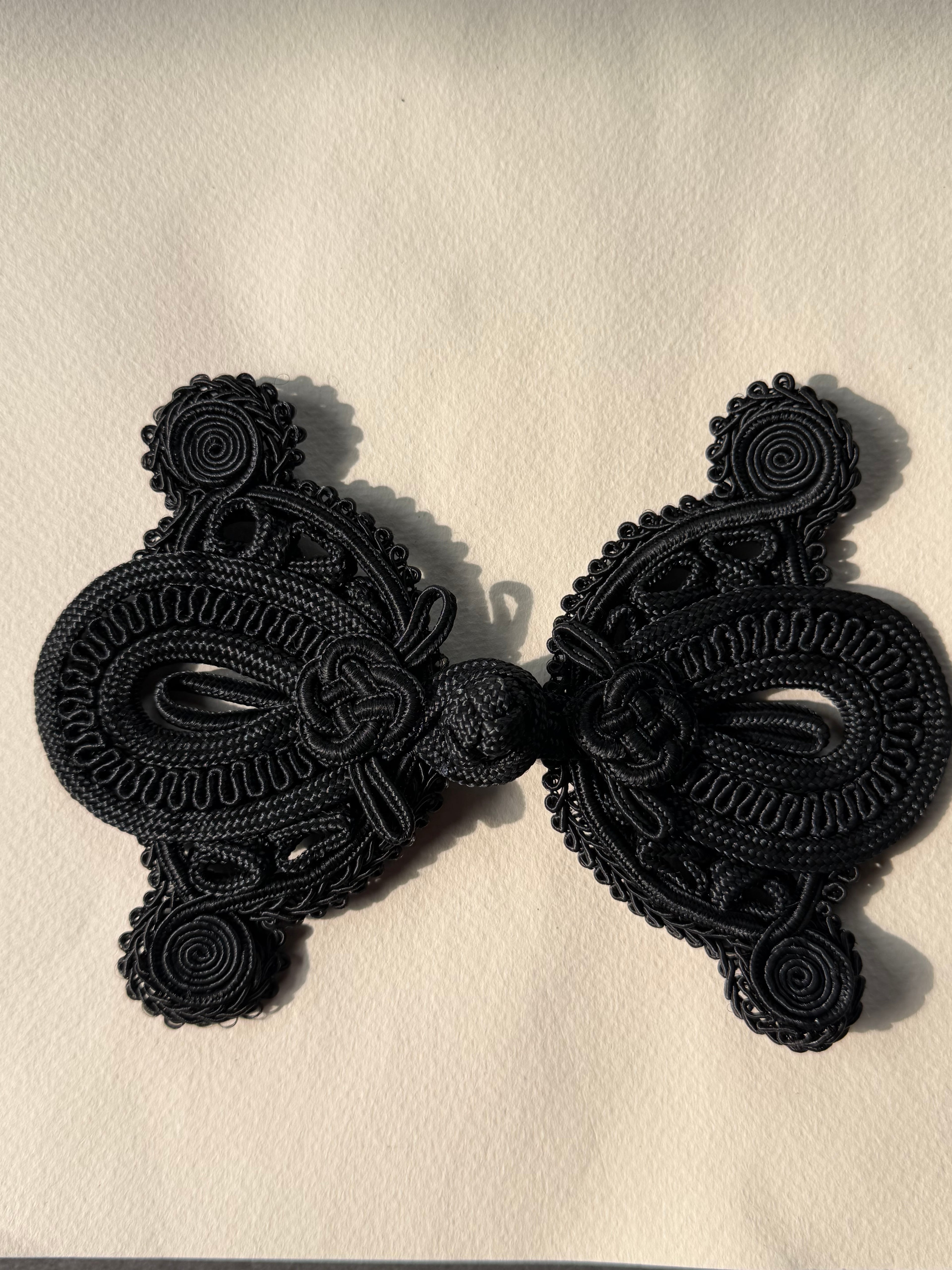 Black Rayon Frog fastener 14cm SP Haberdashery Auckland NZ