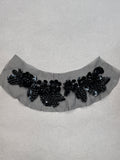Black sequinsand beads sewn on net applique trim  SP Haberdashery Auckland NZ