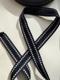 Black woven braid with square white edges 15mm SP Haberdashery Auckland NZ