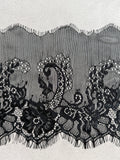 Black chantilly  lace trim 150mm wide 3 metre piece P Haberdashery Auckland NZ