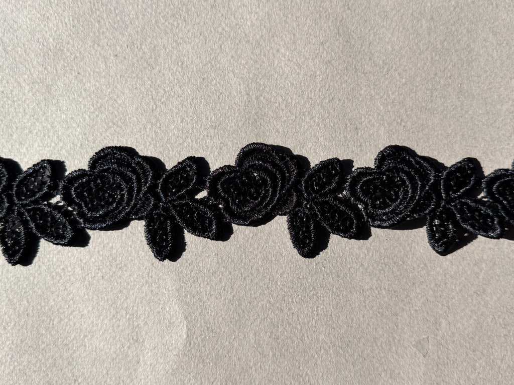 Black floral sequin embroidered trim SP HaberdasheryAAuckland NZ