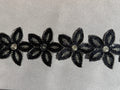 Black floral trim with gold and sequins 60mm SP Haberdashery Auckland NZ