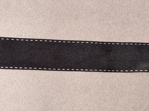 Black grosgrain ribbon ith white stching on each edge SP Haberdashery  Auckland NZ