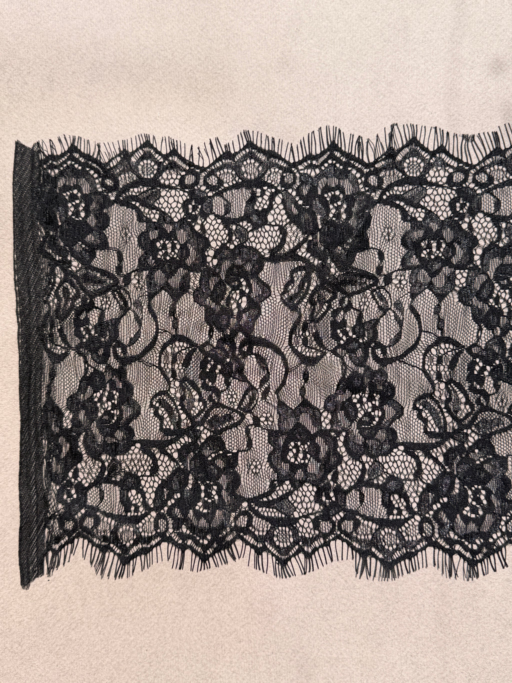 Black lace trim 230mm wide 2.7metre piece SP Haberdashery Auckland NZ