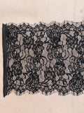 Black lace trim 230mm wide 2.7metre piece SP Haberdashery Auckland NZ