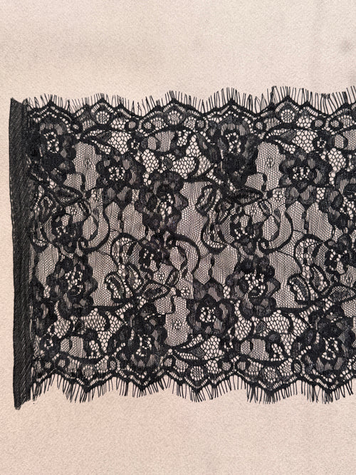 Black lace trim 230mm wide 2.7metre piece SP Haberdashery Auckland NZ