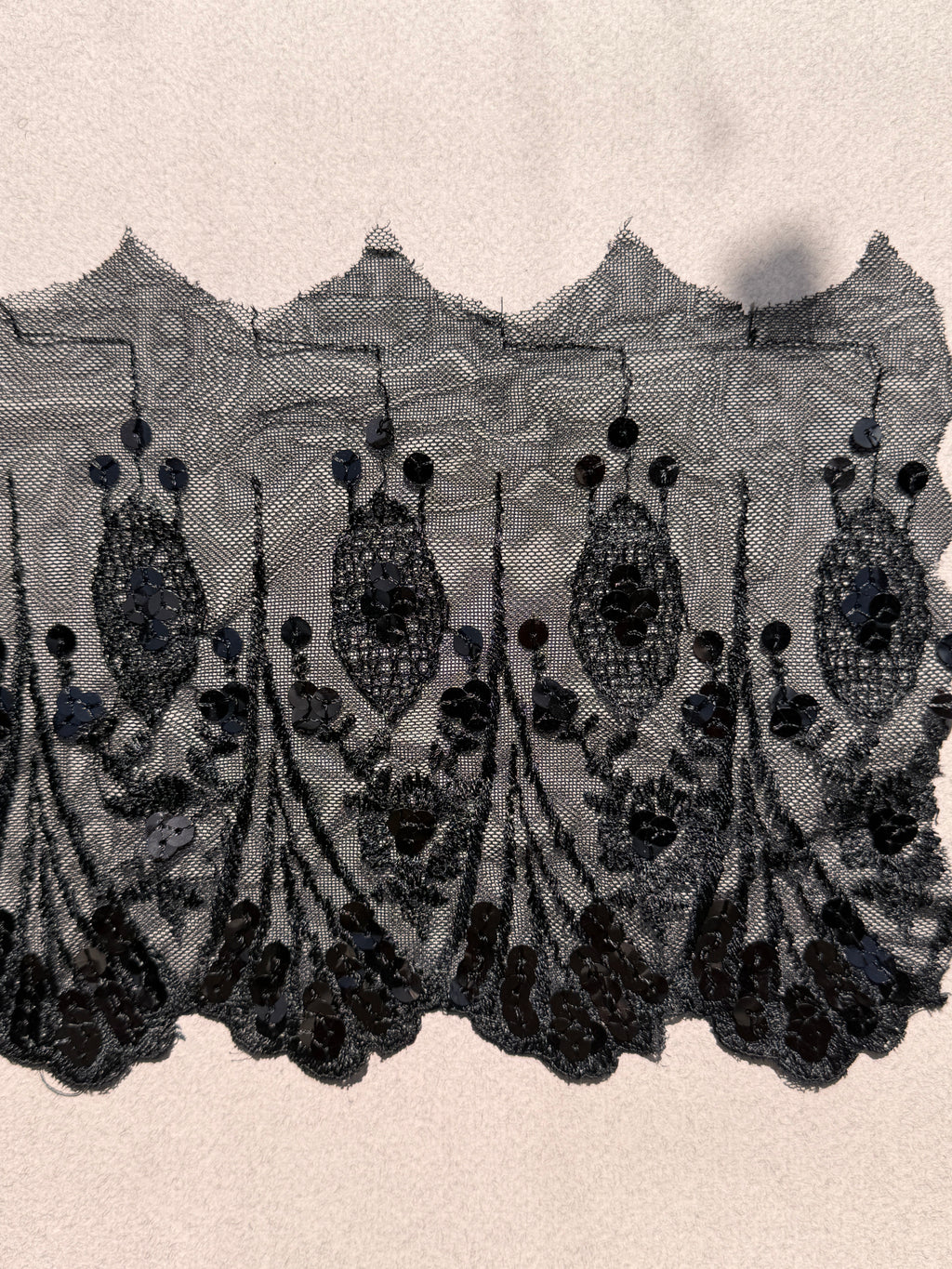Black Lace trim with sequins 170mm wide SP Haberdashery Auckland NZ