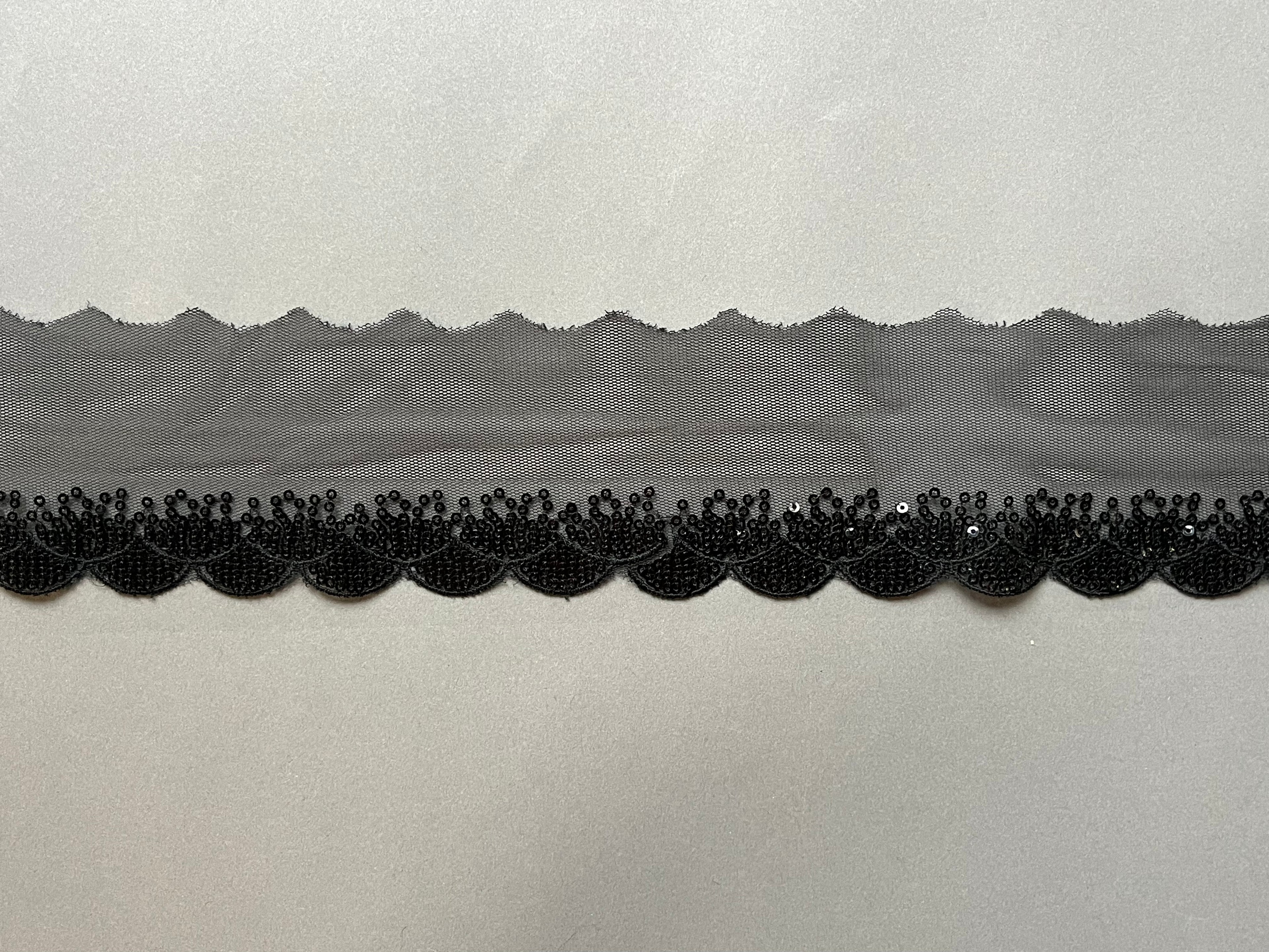 Black net trim with sequins SP Haberdashery Auckland NZ