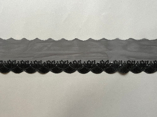 Black net trim with sequins SP Haberdashery Auckland NZ