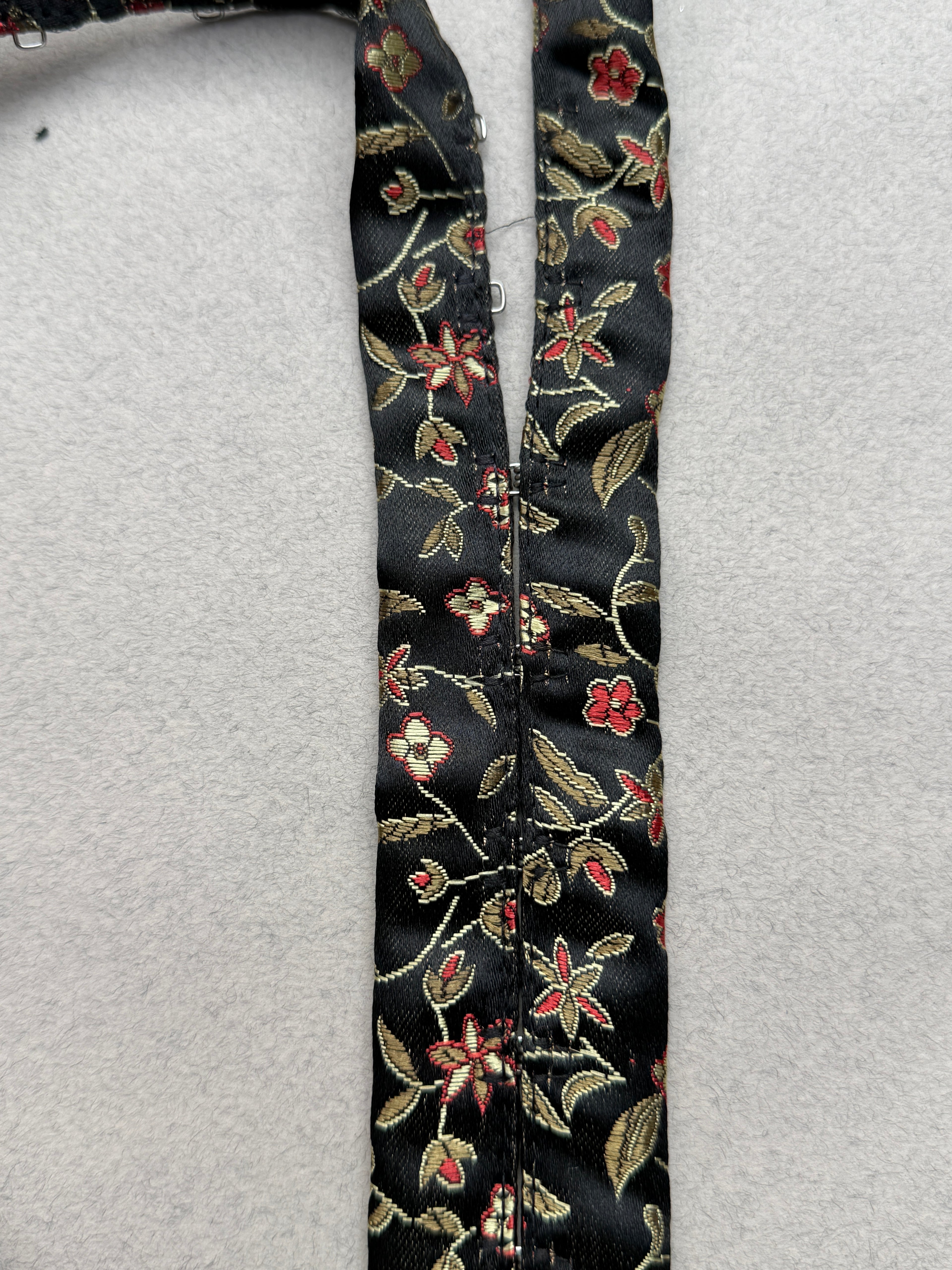 Black satin with floral design hook and eye tape SP Haberdashery Auckland NZ