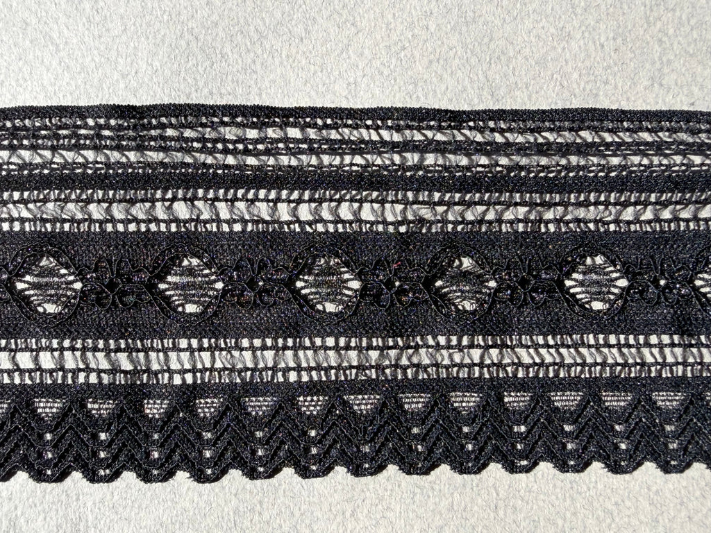 Black stretch lace 8cm SP Haberdashery Auckland NZ