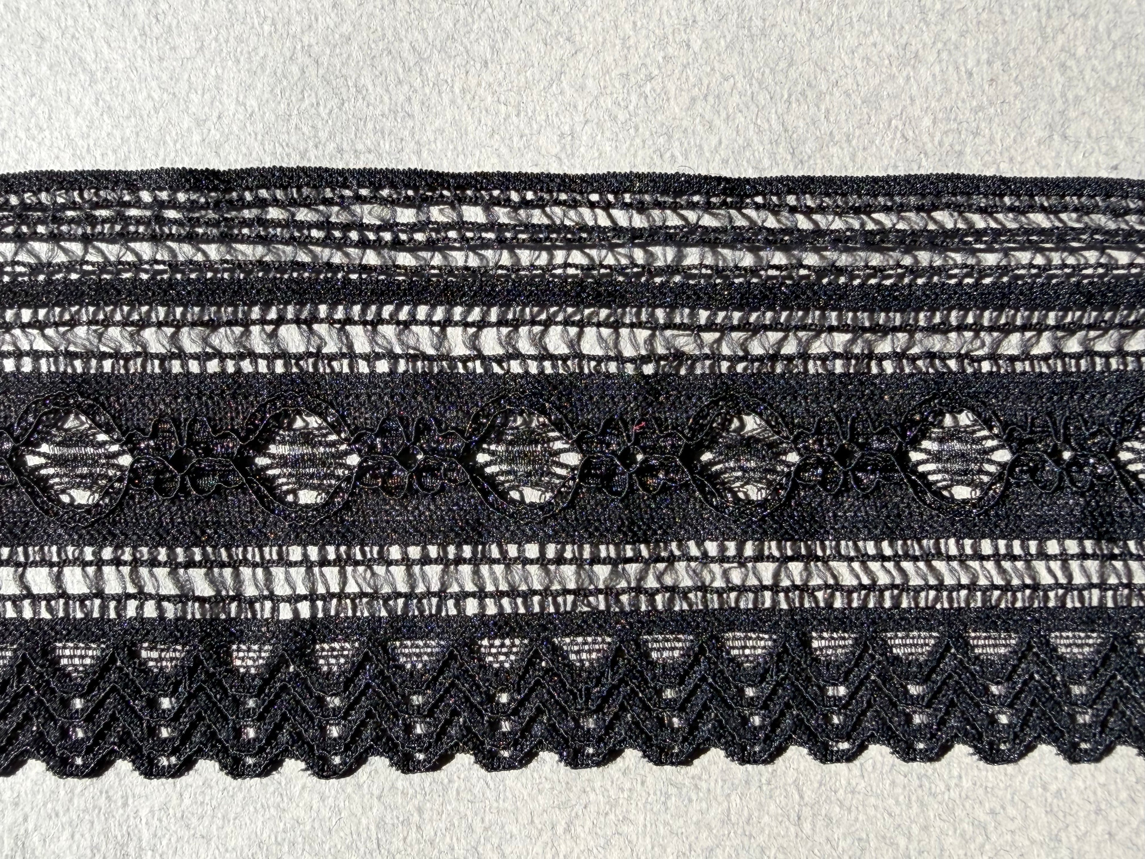 Black stretch lace 8cm SP Haberdashery Auckland NZ