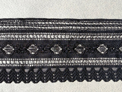 Black stretch lace 8cm SP Haberdashery Auckland NZ