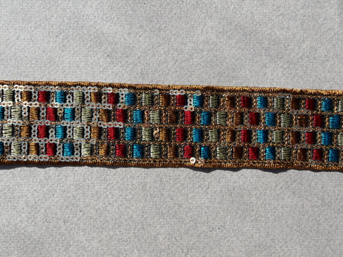 Bronze edged trim with sequins and colour 40mm SP Haberdashery Auckland NZ