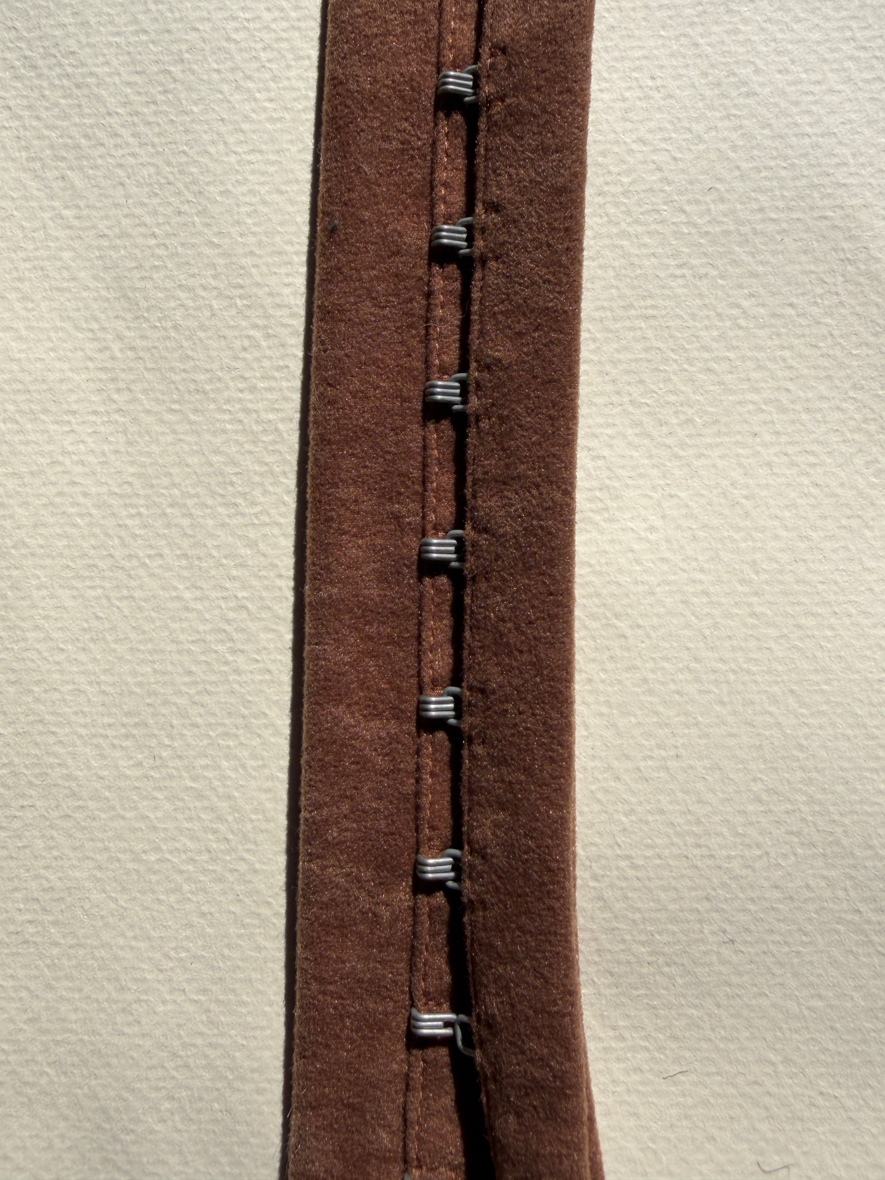 Brown suede hook and eye tape SP aberdashery Auckland NZ