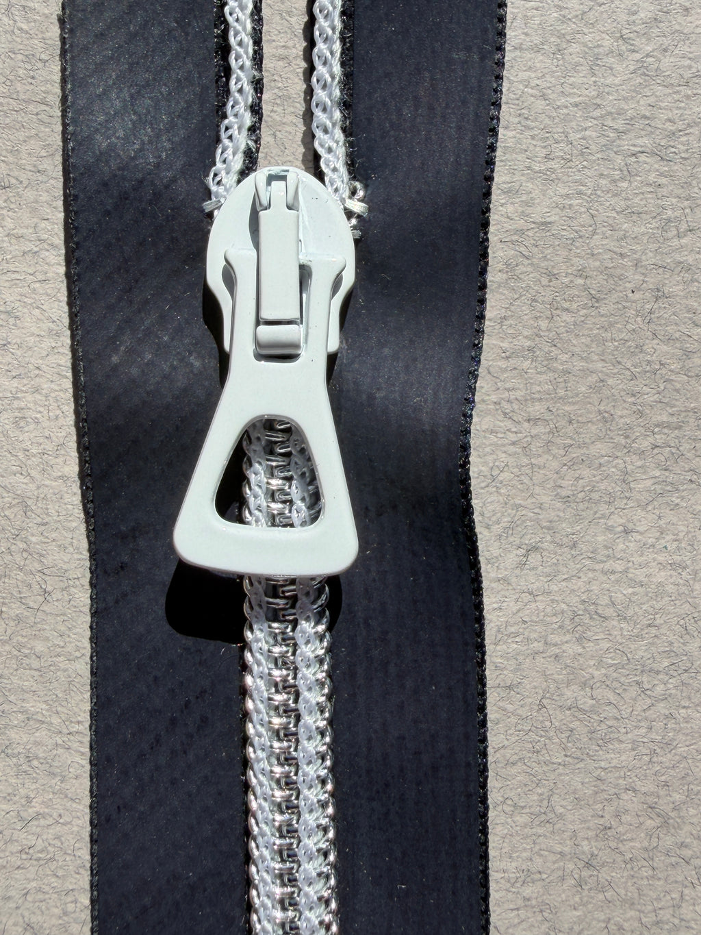 Close up Meras zip with rubber surface 2 lengths SP Haberdashery Auckland NZ