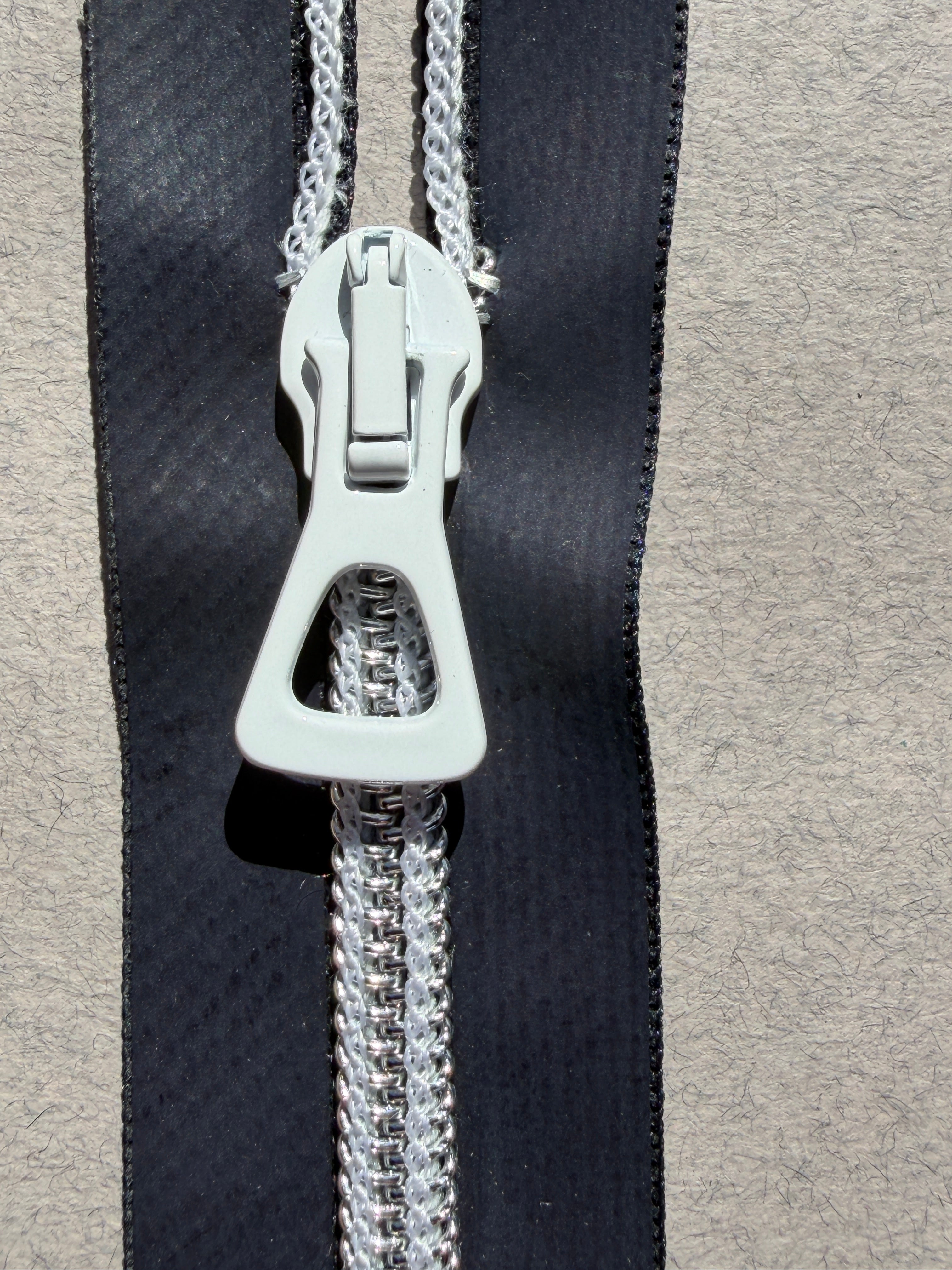  Close up Meras zip with rubber surface 2 lengths SP Haberdashery Auckland NZ