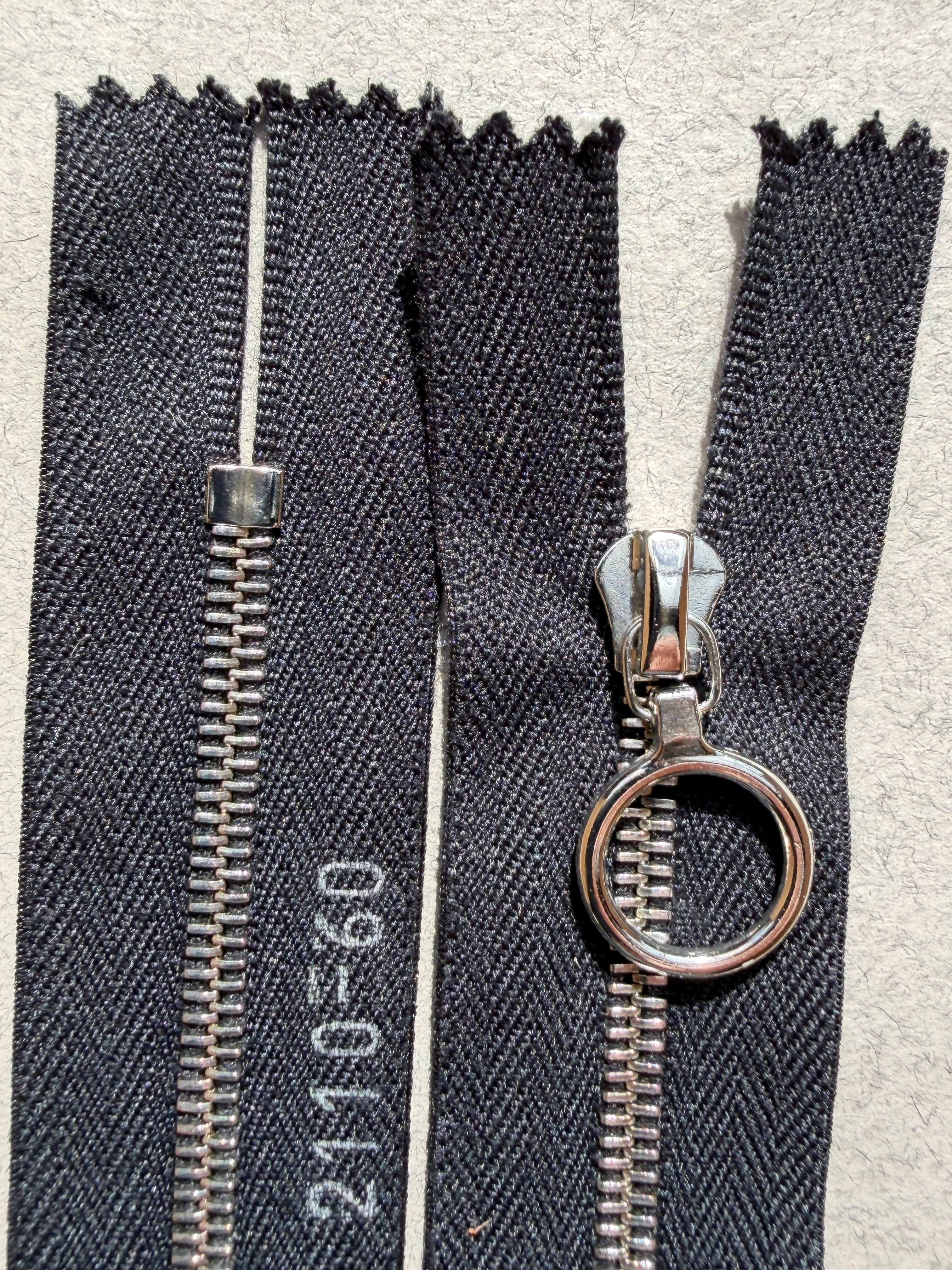 Close up Riri closed end black silver zip 60cm SP Haberdashery Auckland NZ