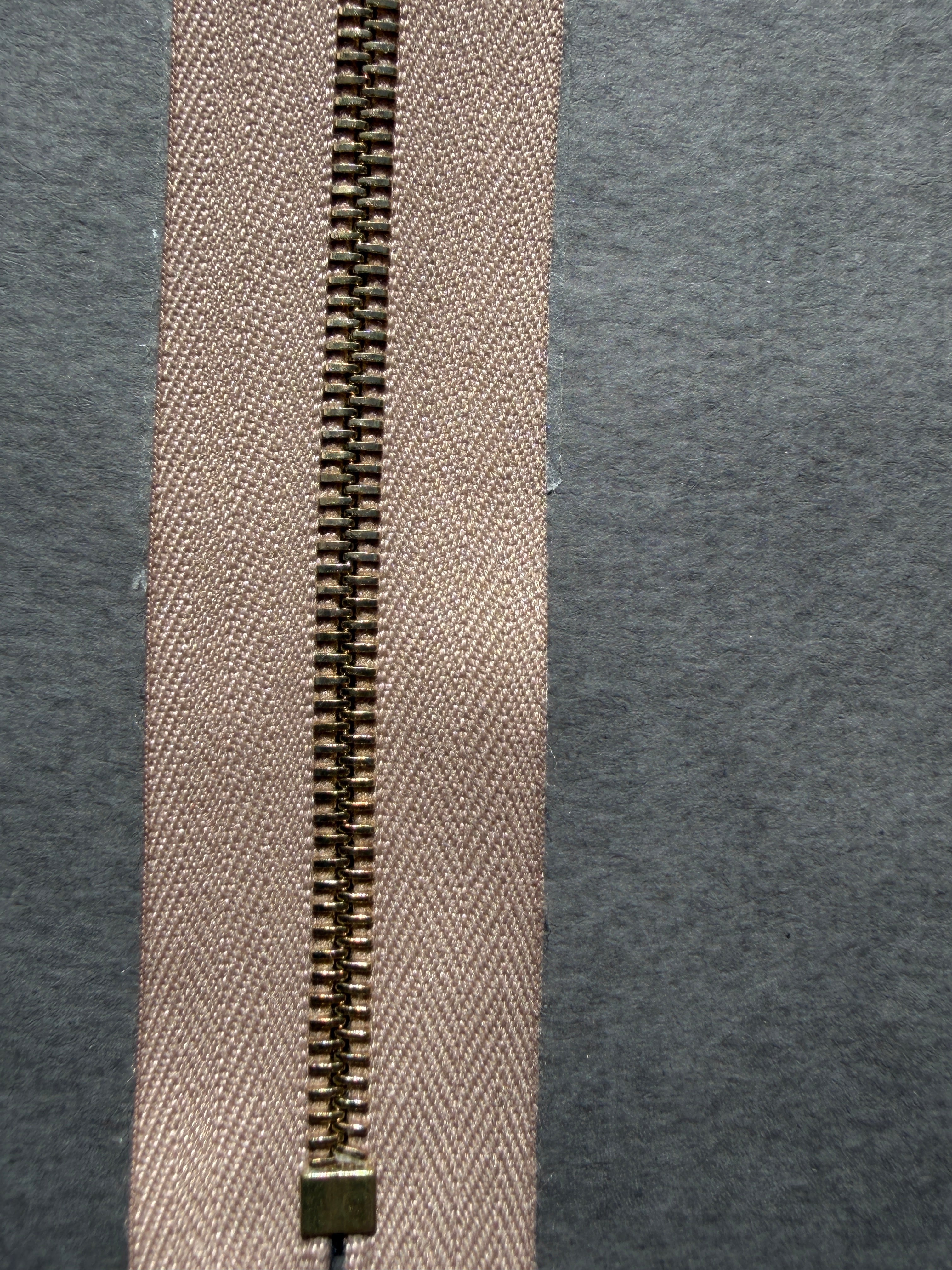 Close up Riri closed end gold metal zip  16cm SP Haberdashery Auckland NZ