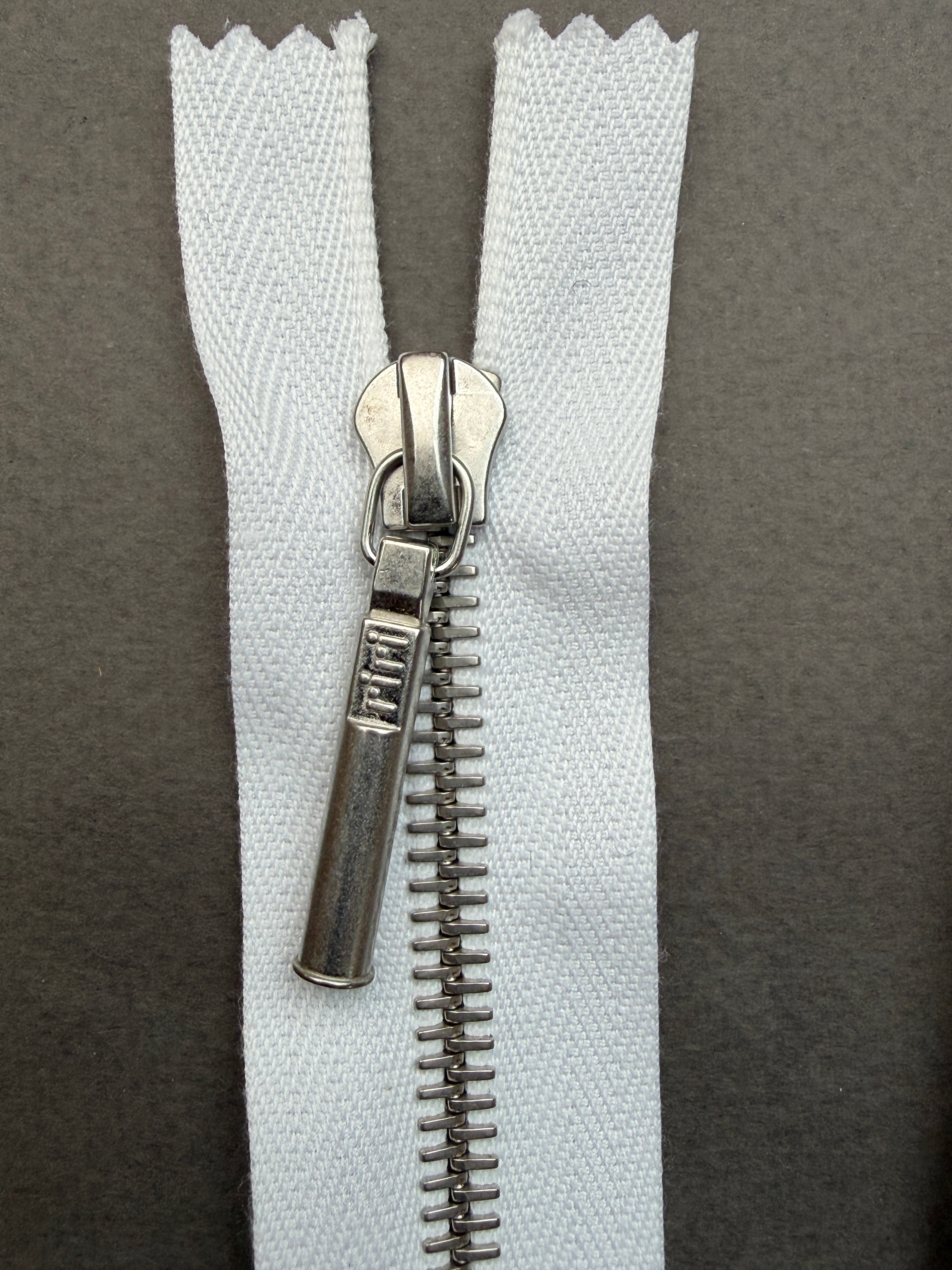  Close up Riri closed end metal white nickel zip 35cm SP Haberdashery Auckland NZ