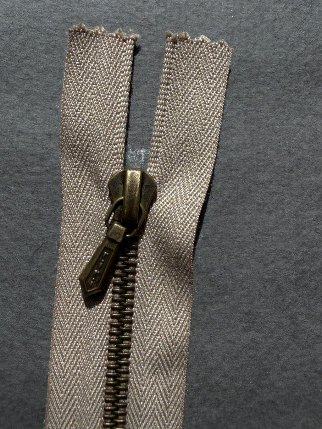 Close up Riri closed end metal zip  Antique brass chain 20cm SP Haberdashery Auckland NZ