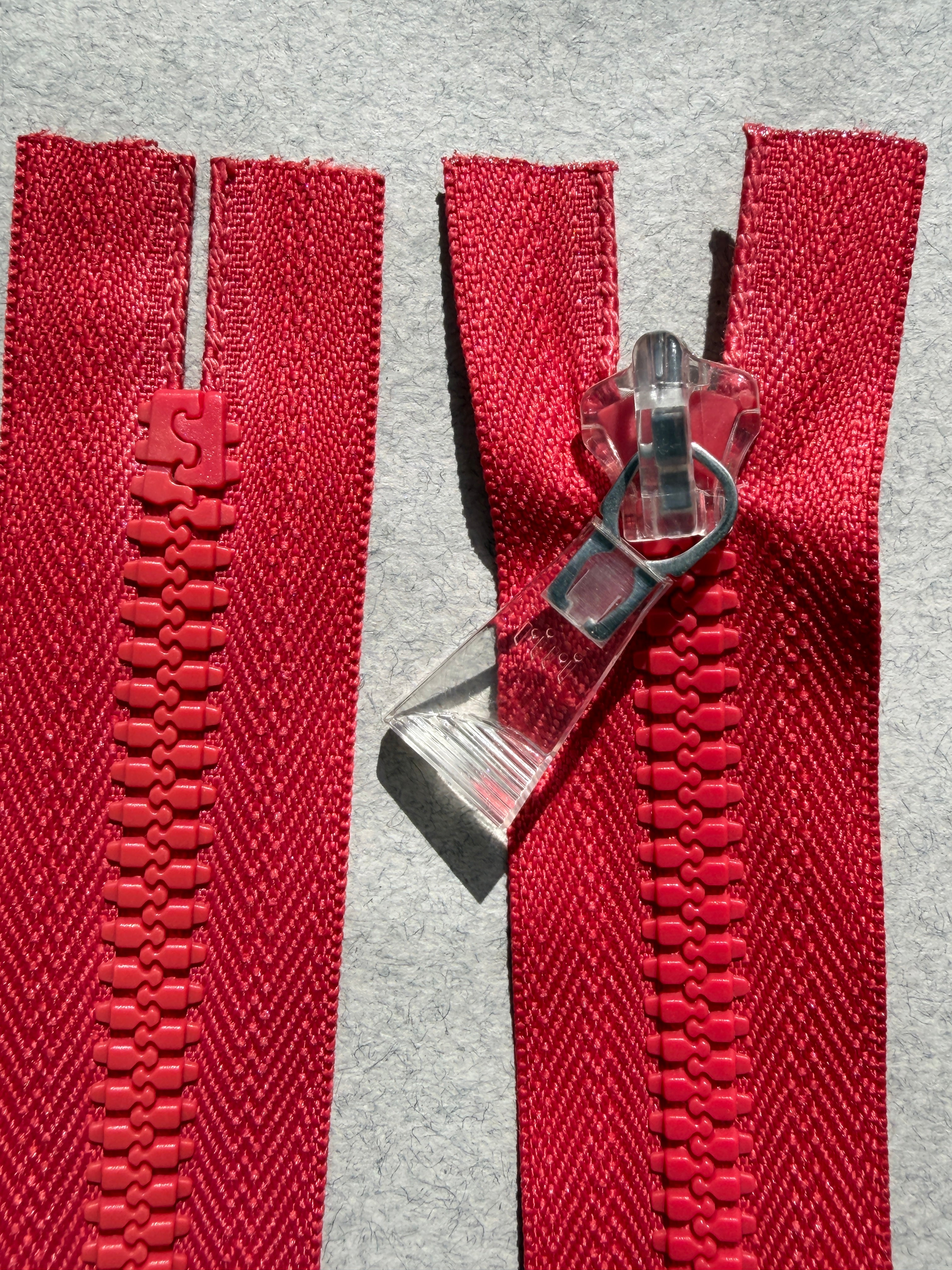 Close up Riri closed end red nylon zip 50cm SP Haberdashery Auckland NZ