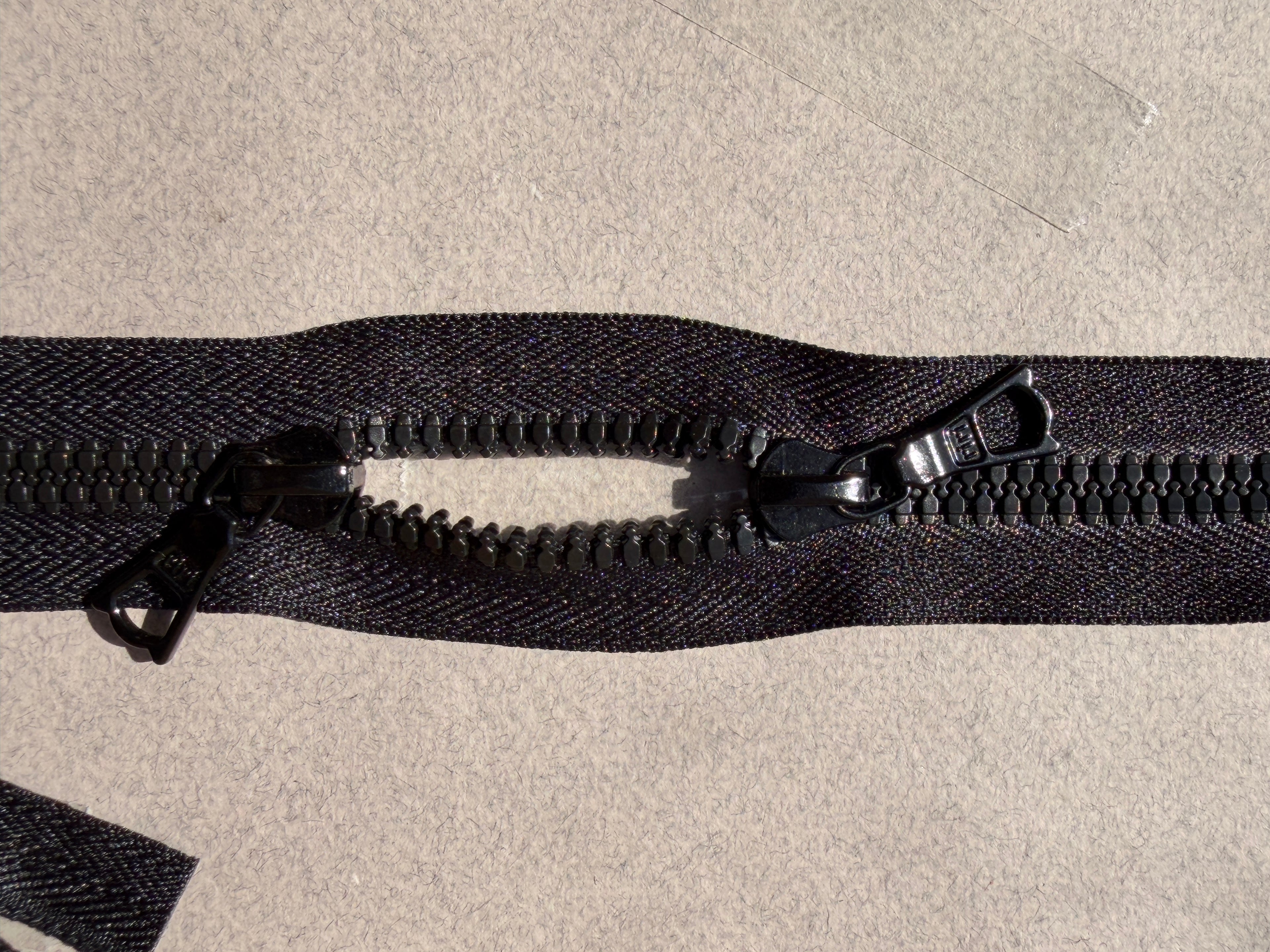 close up Riri two way cloed end black nylon zip 40cm SP Haberdashery Auckland NZ
