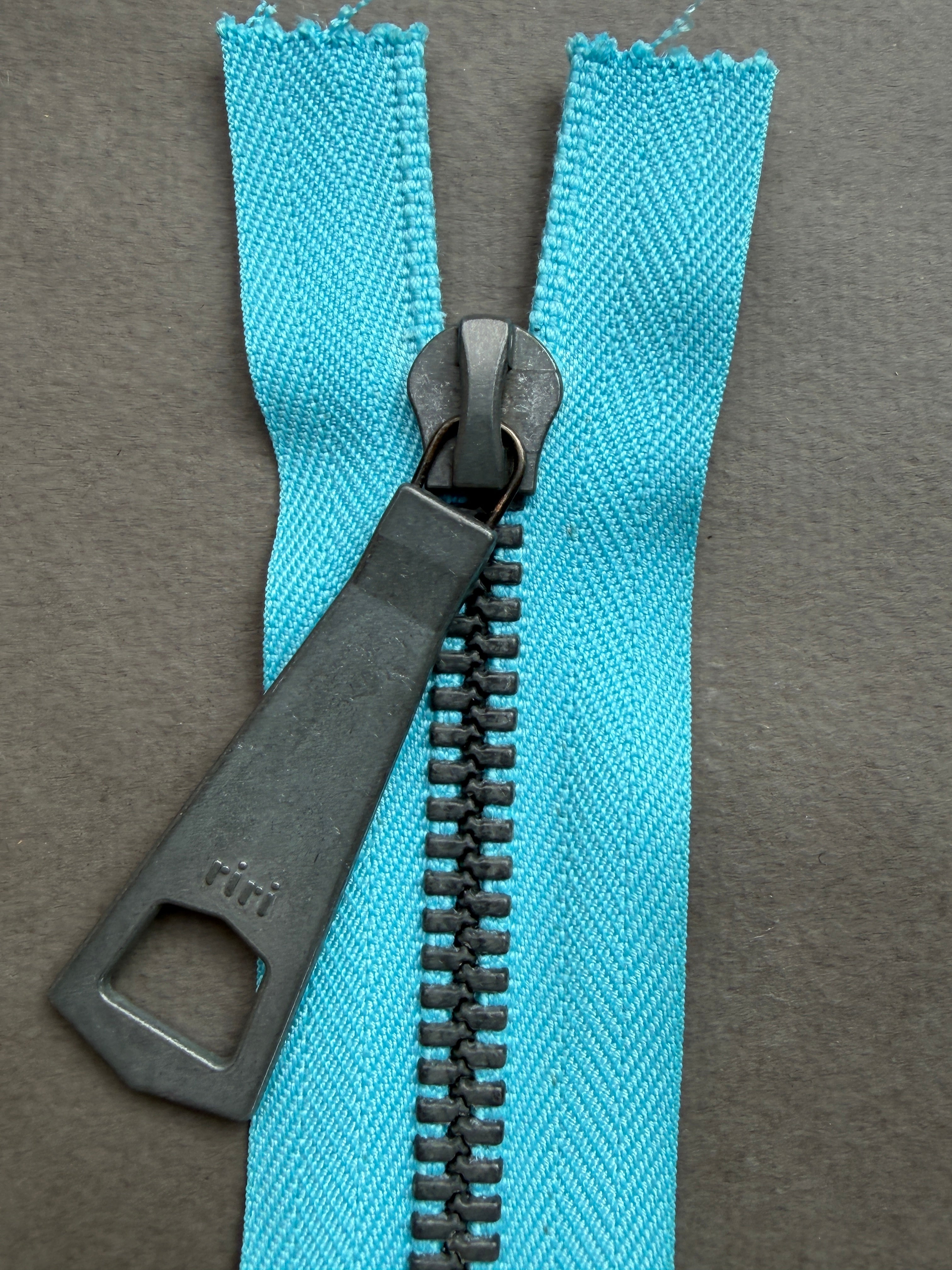 Close up Riri open end metal blue zip  19cm SP Haberdashery Auckland NZ