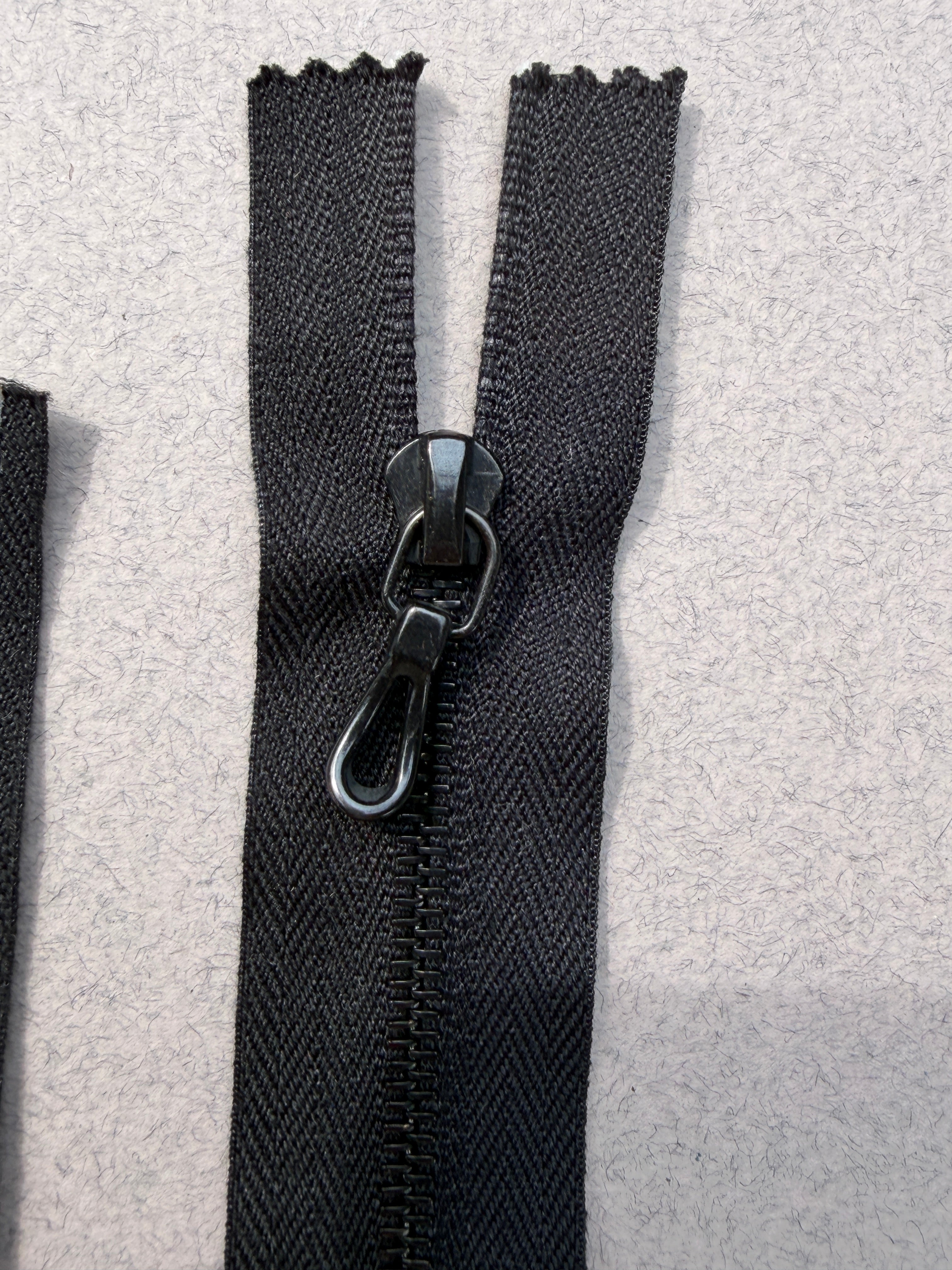 Close up Riri open end metal black zip 50cm SP Haberdashery Auckland NZ