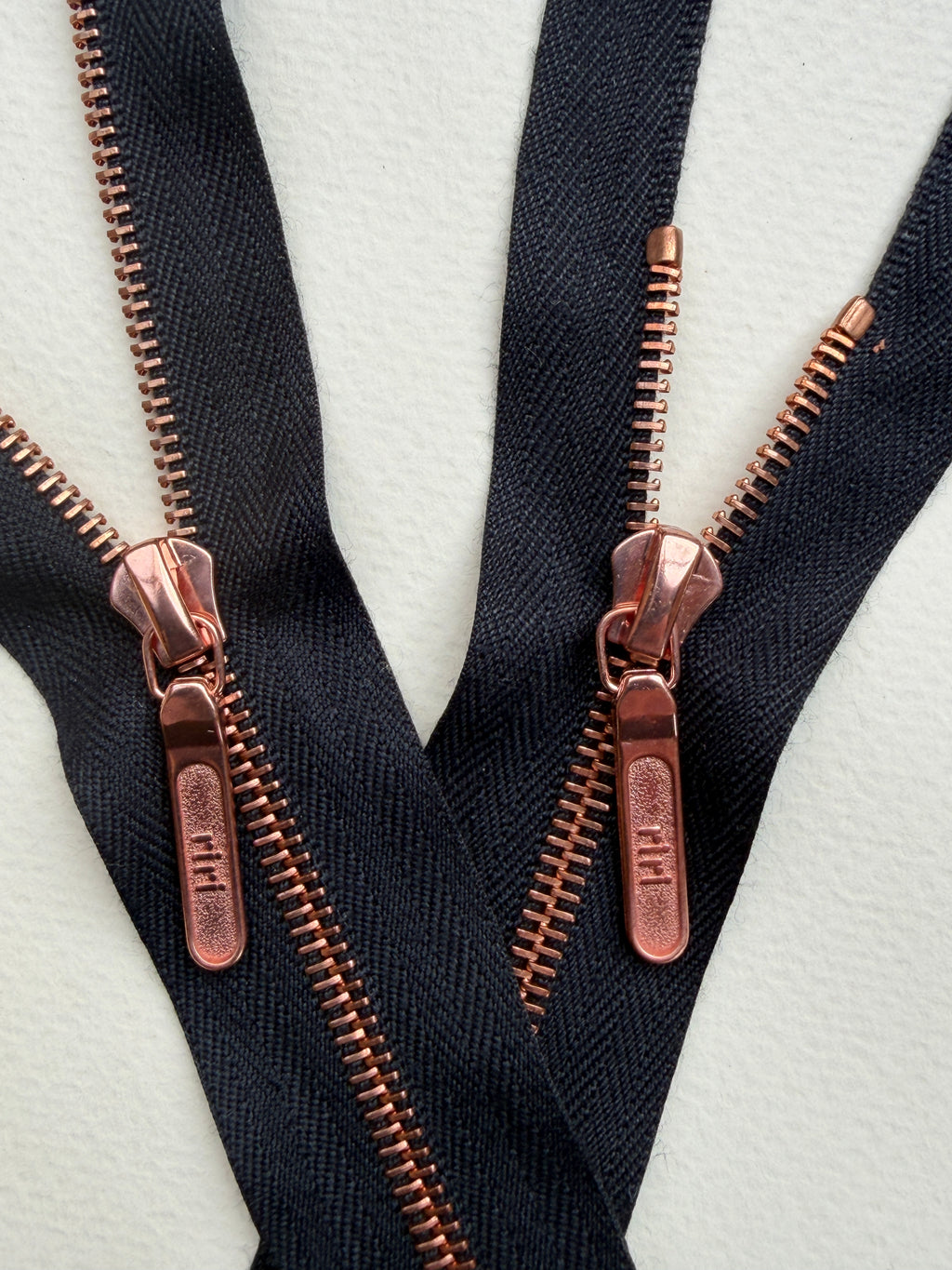 Close up Riri openend two way metal zip black copper 50cm SP Haberdashery Auckland NZ