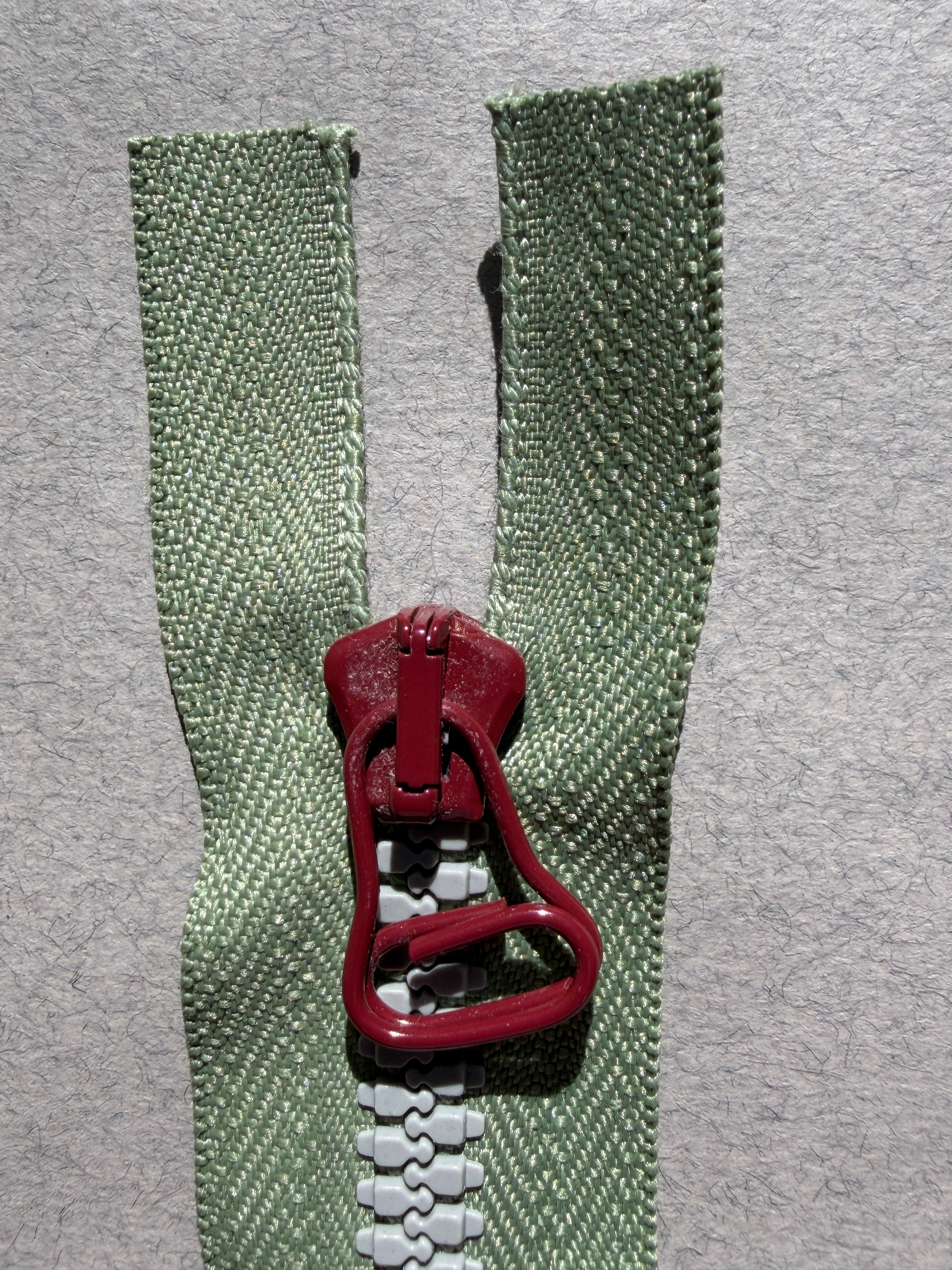 Close up Riri open end two way zip red puller SP Haberdashery Auckland NZ