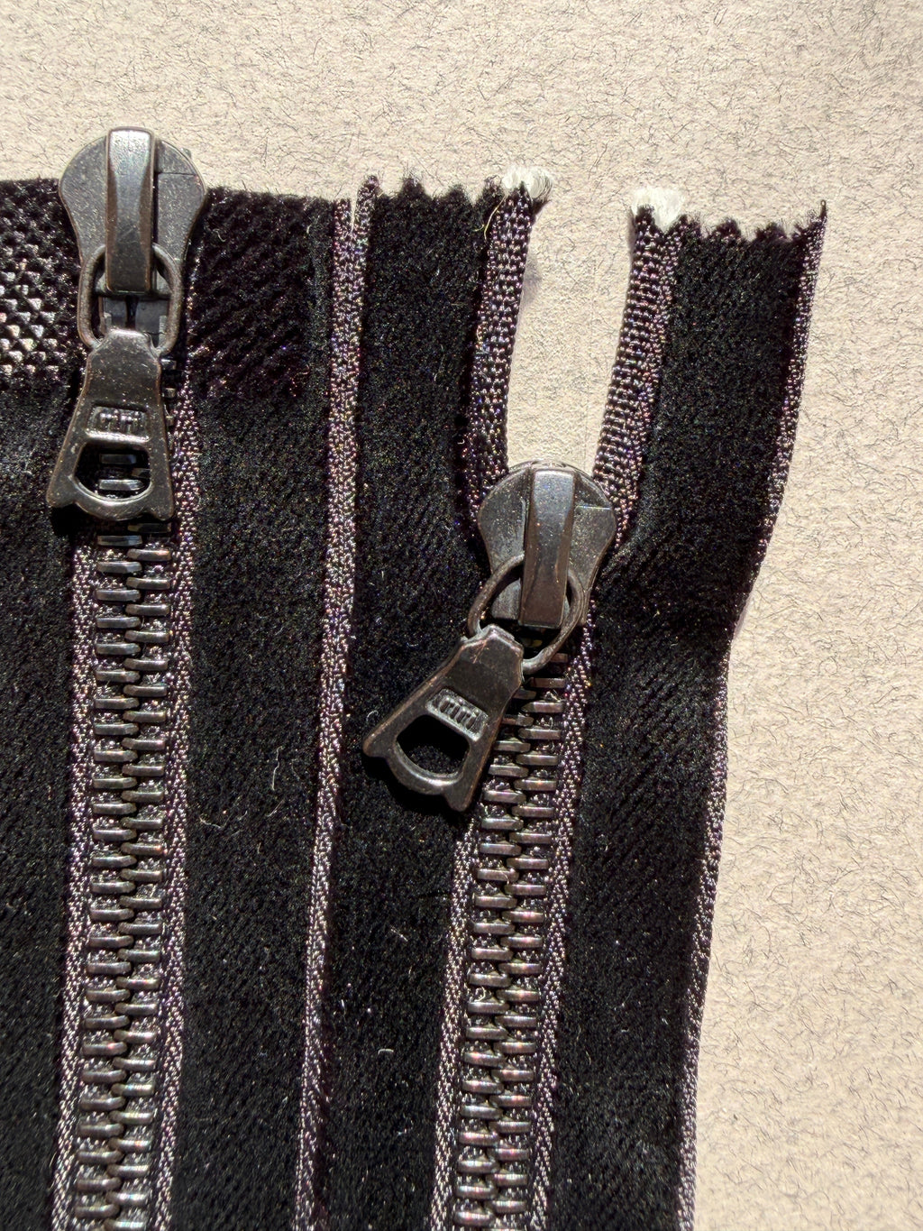 Close up Riri open two way black velvet zip 38cm SP Haberdashery Auckland NZ