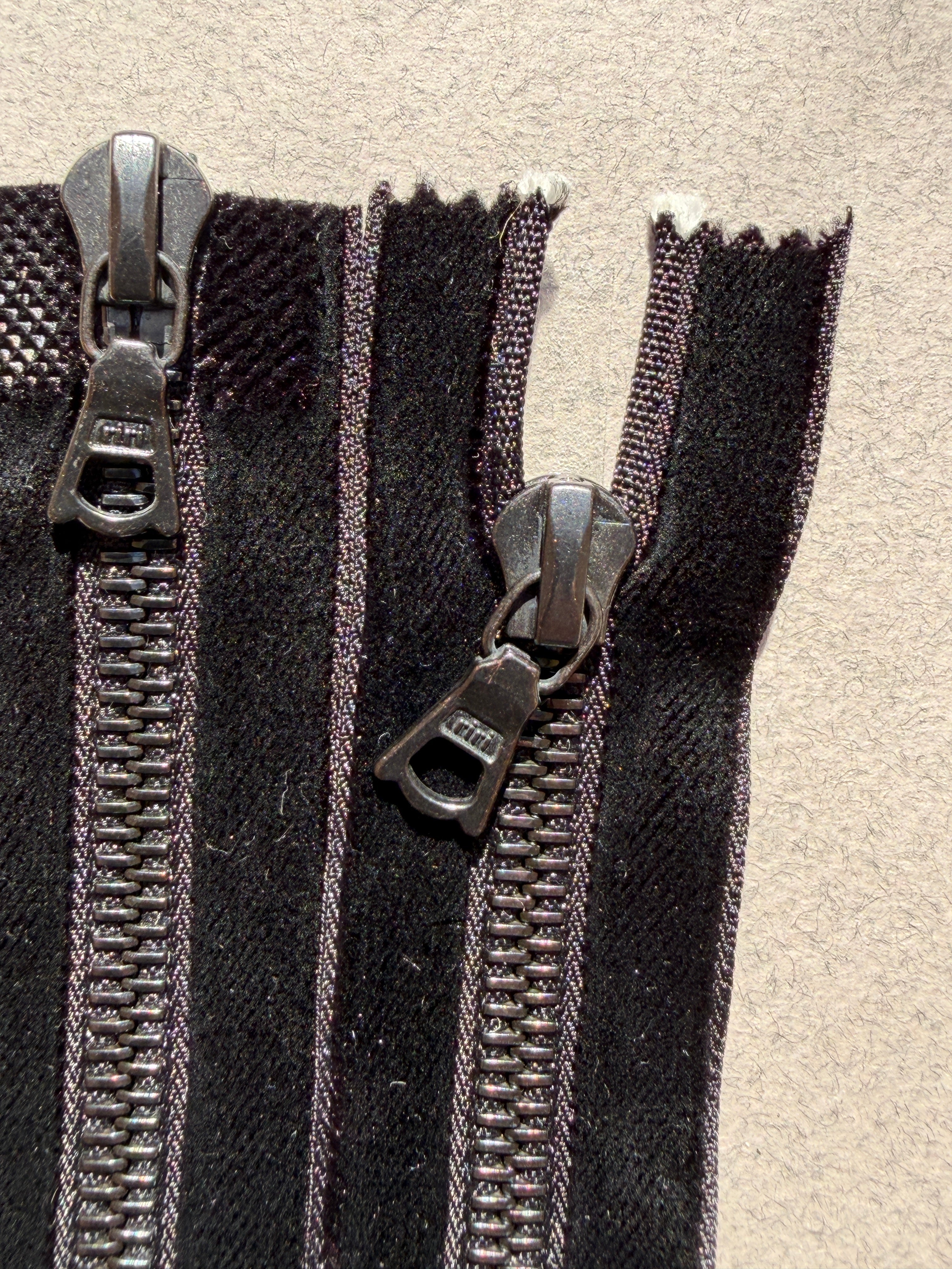 Close up Riri open two way black velvet zip 38cm SP Haberdashery Auckland NZ