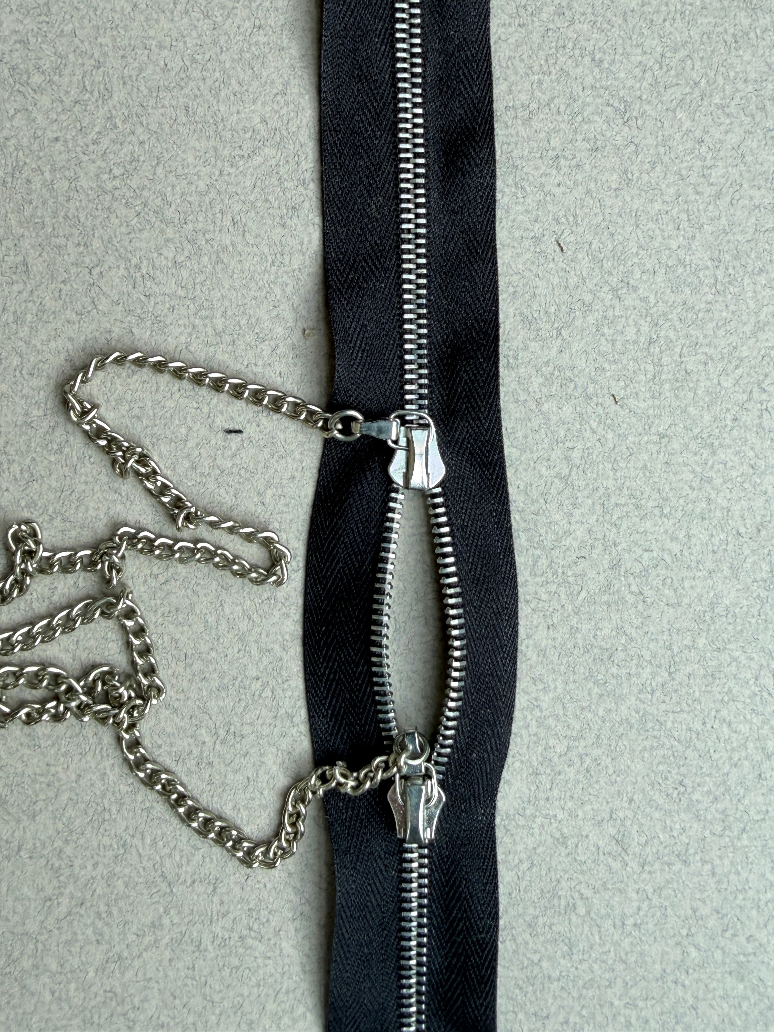 Close up Riri two way closed end metal zip black nickel  with chain 40cm  SP Haberdashery Auckland NZ
