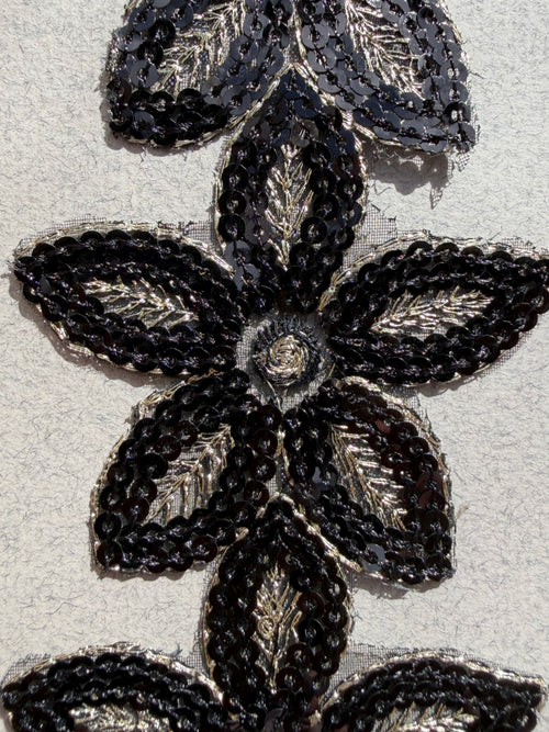 Close up black gold floral braid SP Haberdashery Auckland NZ