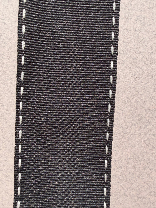 Close up black gros grain with white edge stitching SP Haberdashery Auckland NZ