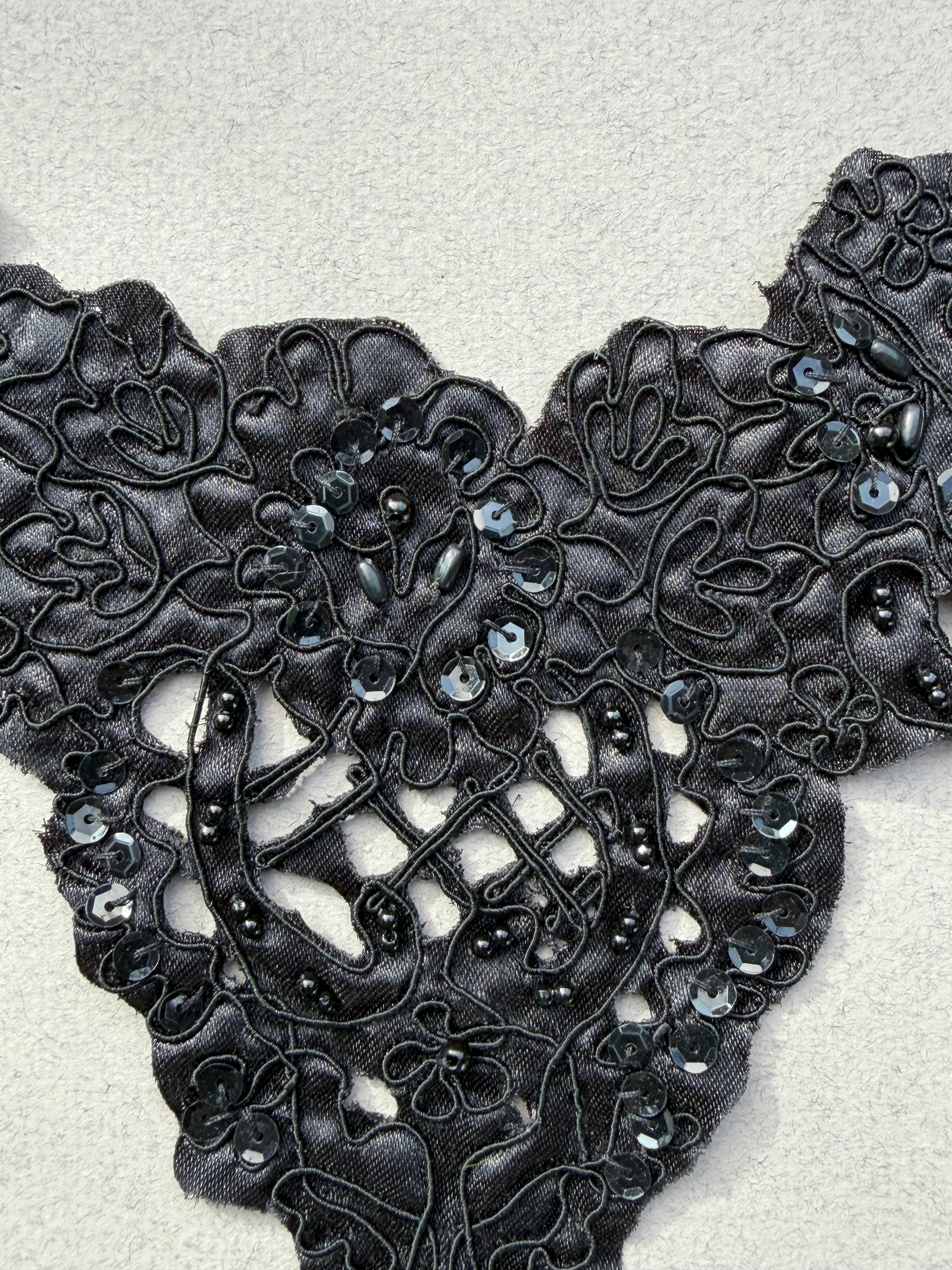 Close up black satin applique SP Haberdashery Auckland Z