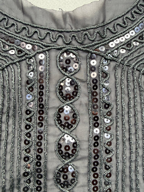 Close up black sequin embroidered trim SP Haberdashery Auckland NZ