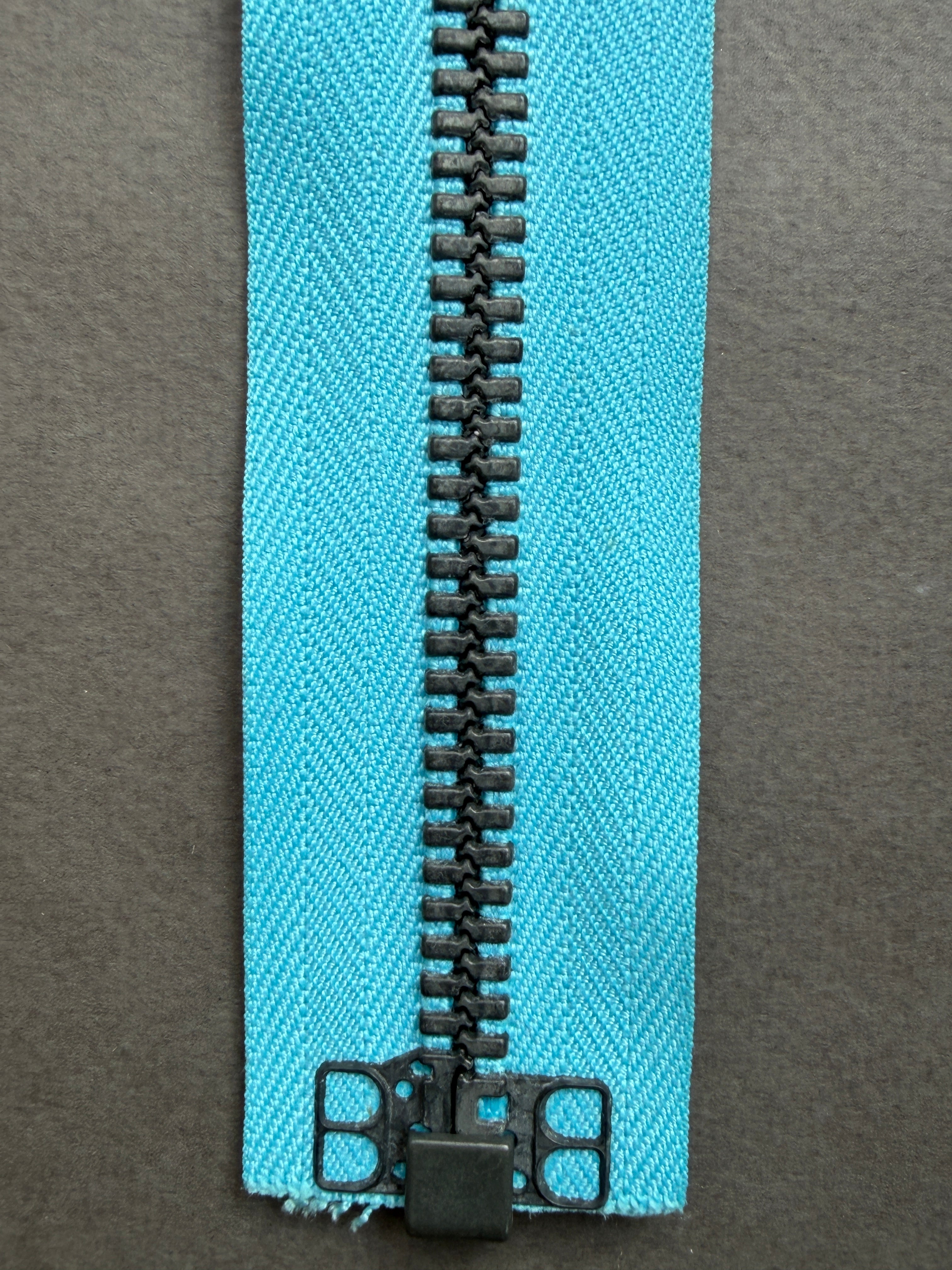 Close up Riri open end blue grey zip SP Haberdashery Auckland NZ