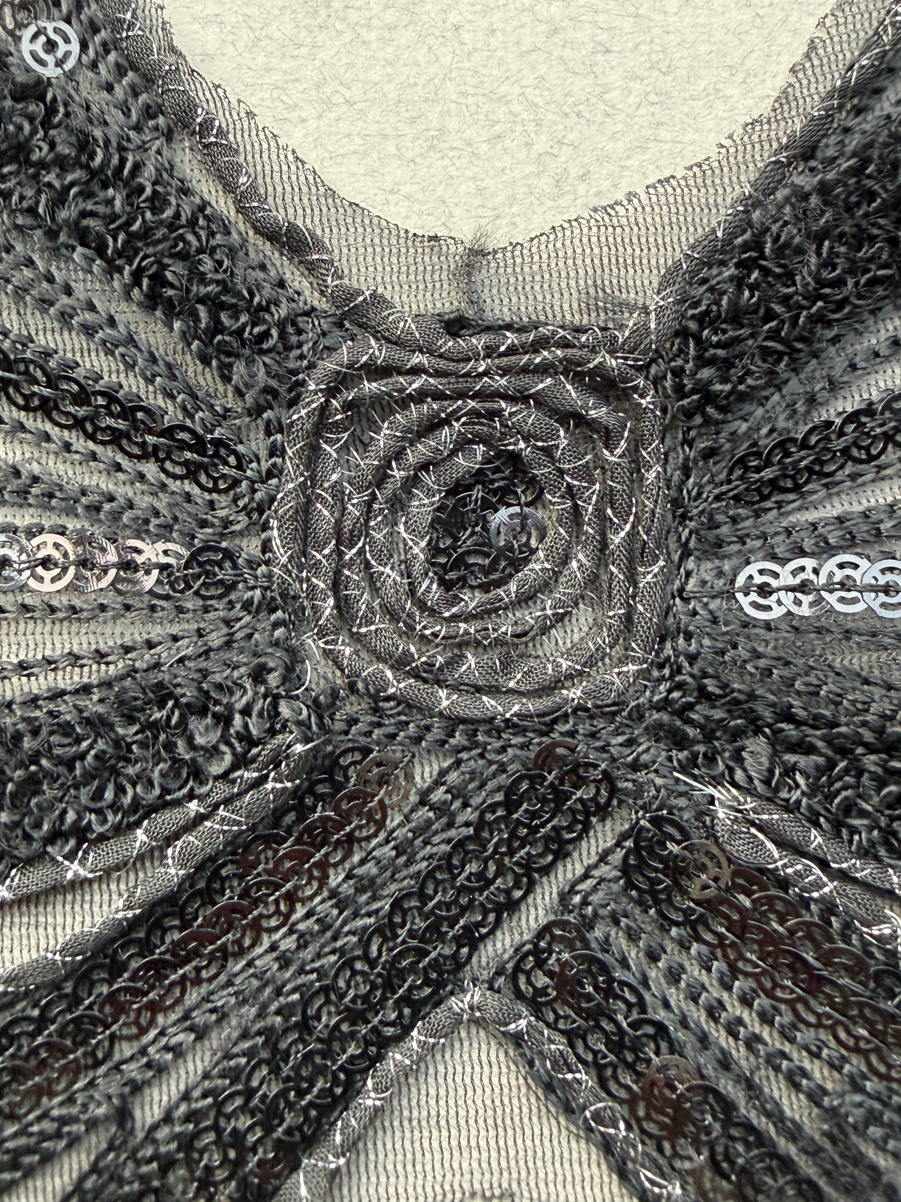Close up of black embroidered bow applique SP Haberdashery Auckland NZ