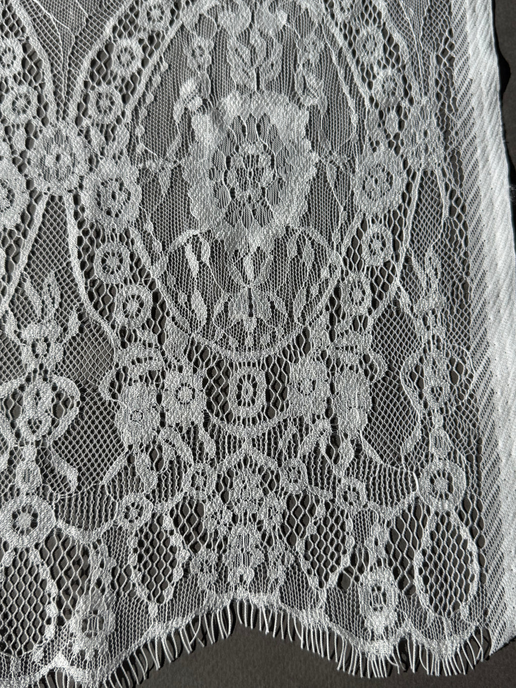 Close up white chantilly lace 35cm Sp Haberdashery Auckland NZ