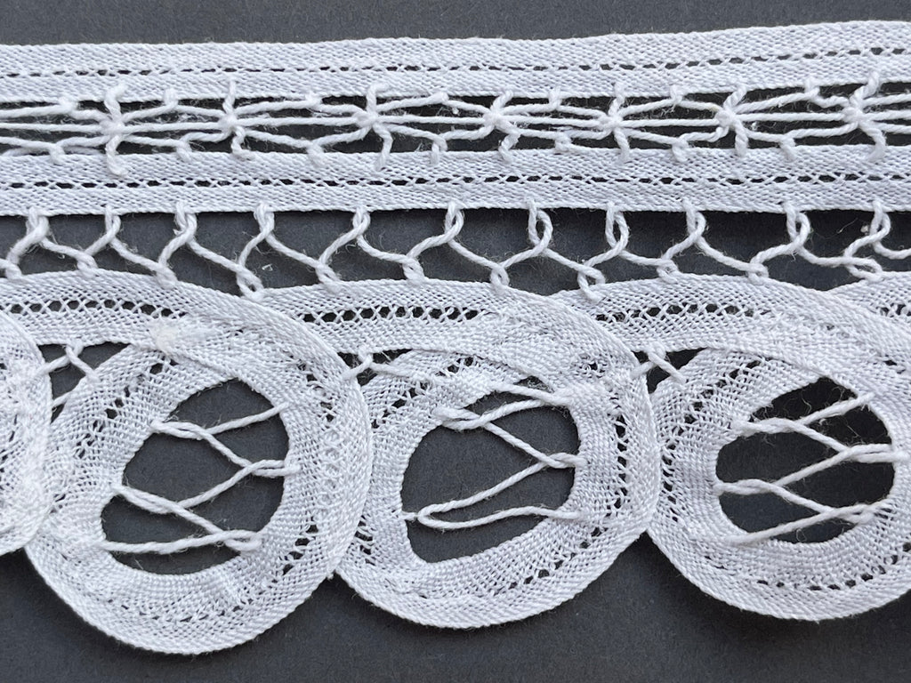 Close up white cotton guipure lace trim SP Haberdashery Auckland NZ
