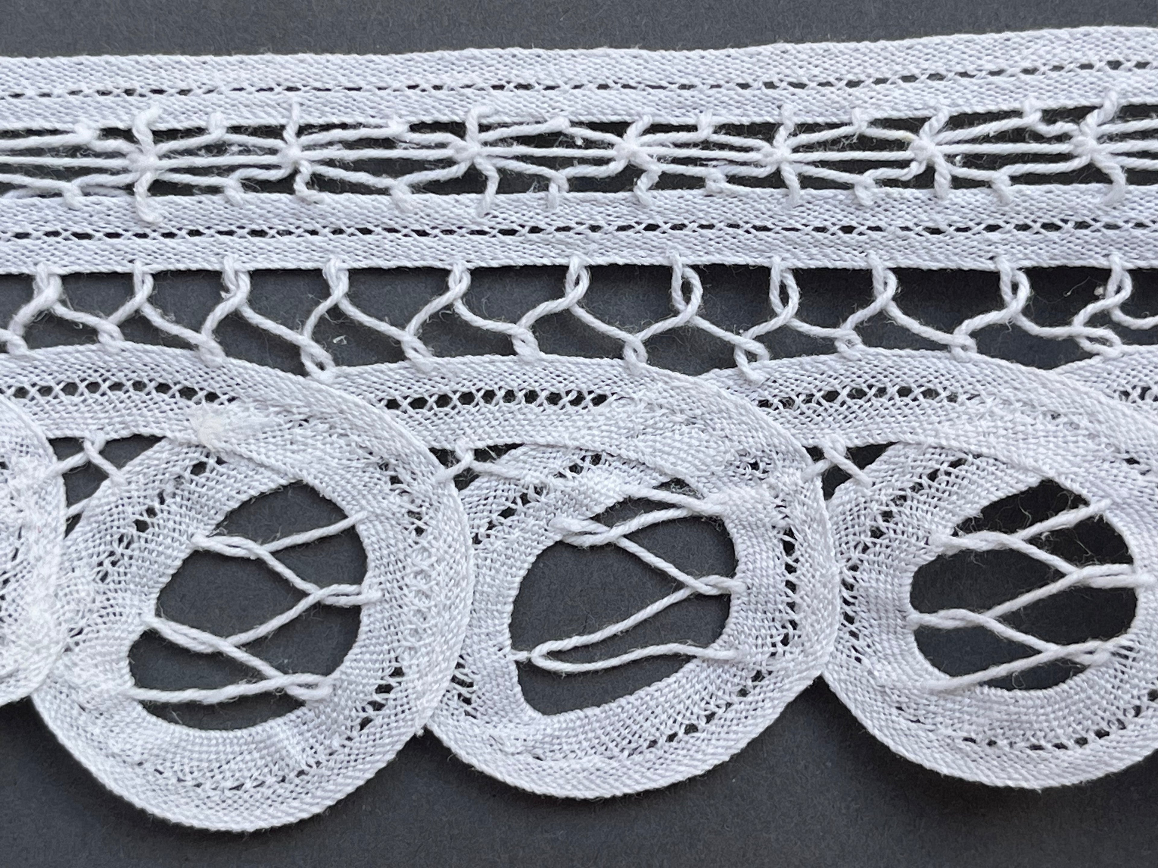 Close up white cotton guipure lace trim SP Haberdashery Auckland NZ