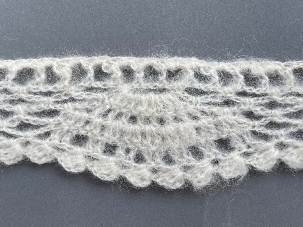 Close up  cream wool crochet trim SP Haberdashery Auckland NZ