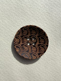 Concave wood etched design button Sp Haberdashery Auckland NZ