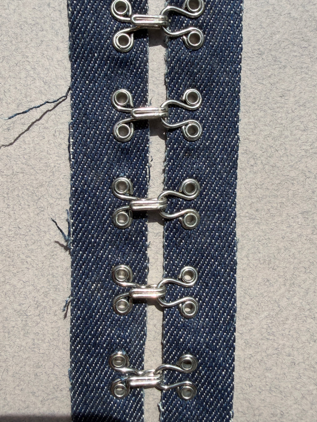 Hook and eye braid denim fabric 45mm wide SP Haberdashery Auckland NZ
