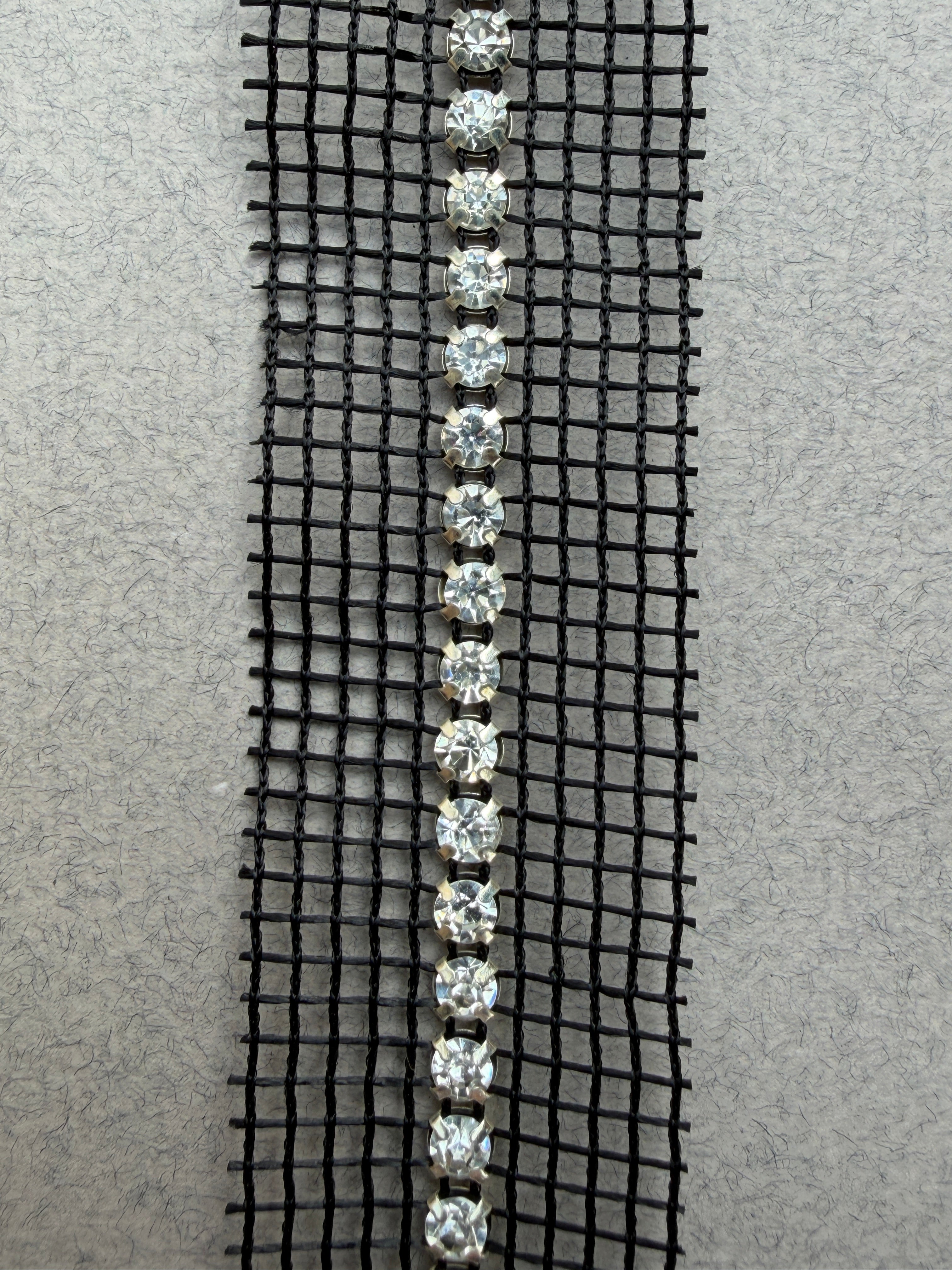 Diamante on black nylon tape insert SP Haberdashery Auckland NZ