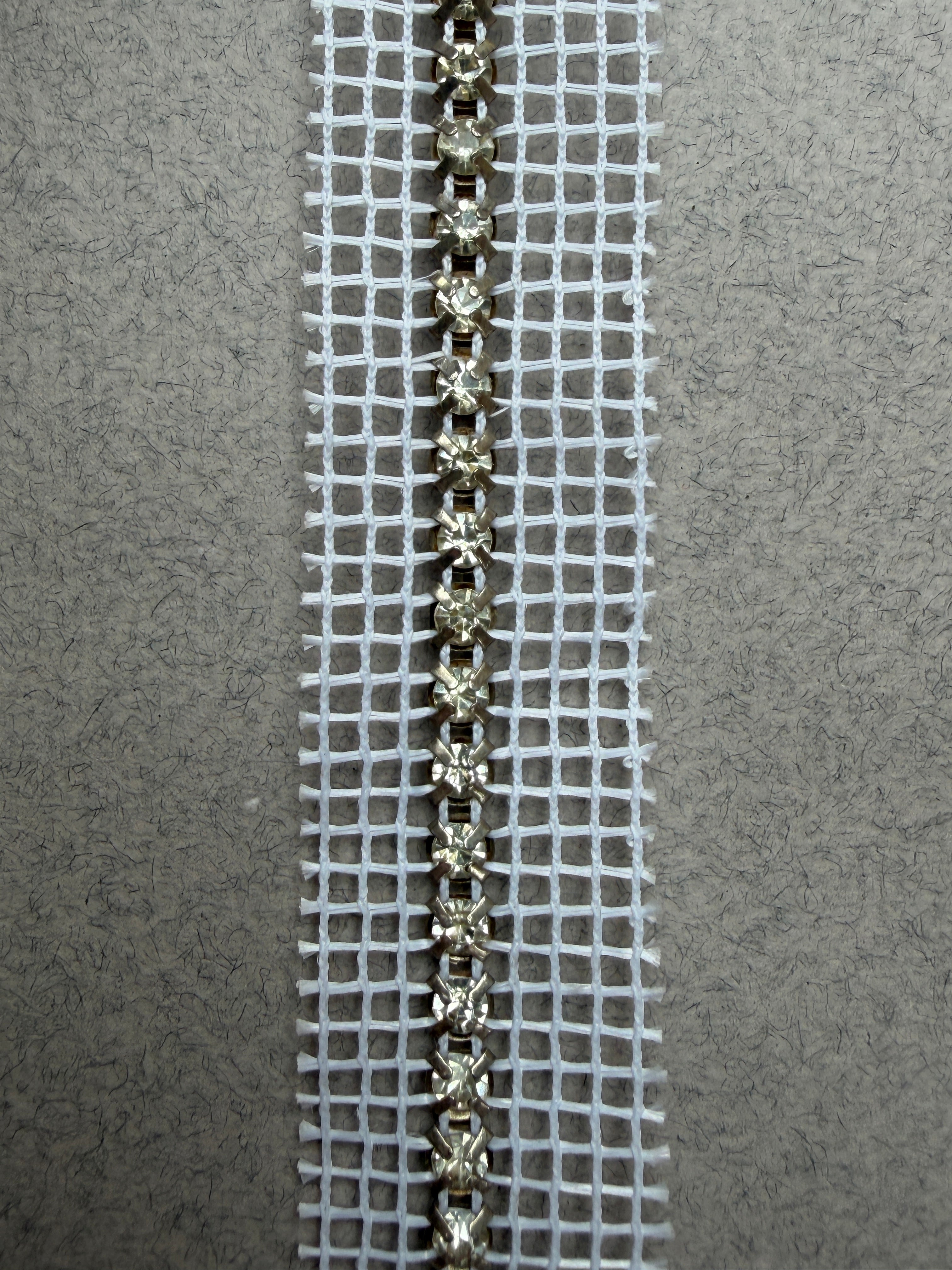 Diamante trim insert on white nylon 25mm SP Haberdashery Auckland NZ