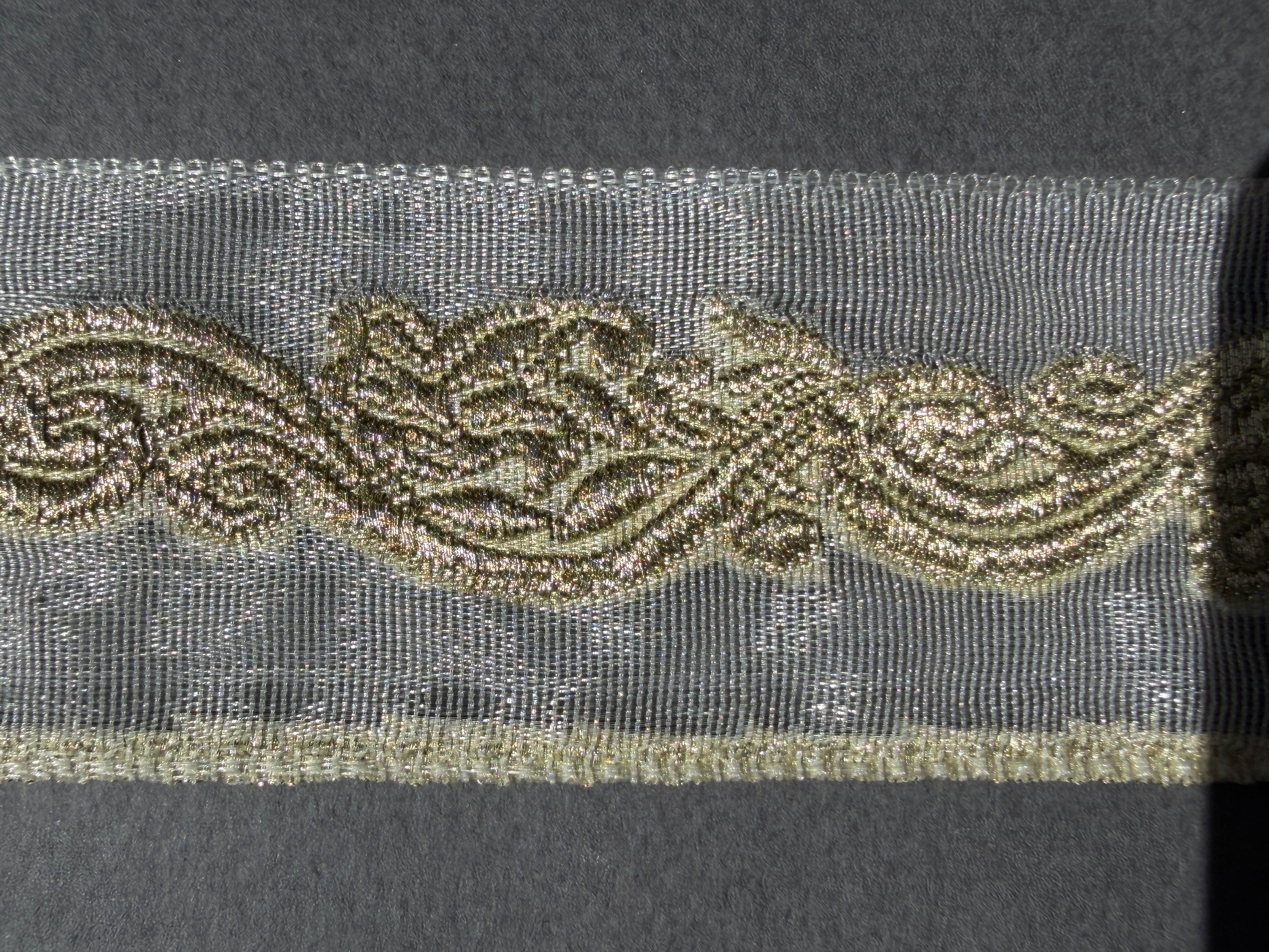 Gold embroidered braid on clear nylon 40mm SP Haberdashery Auckland NZ